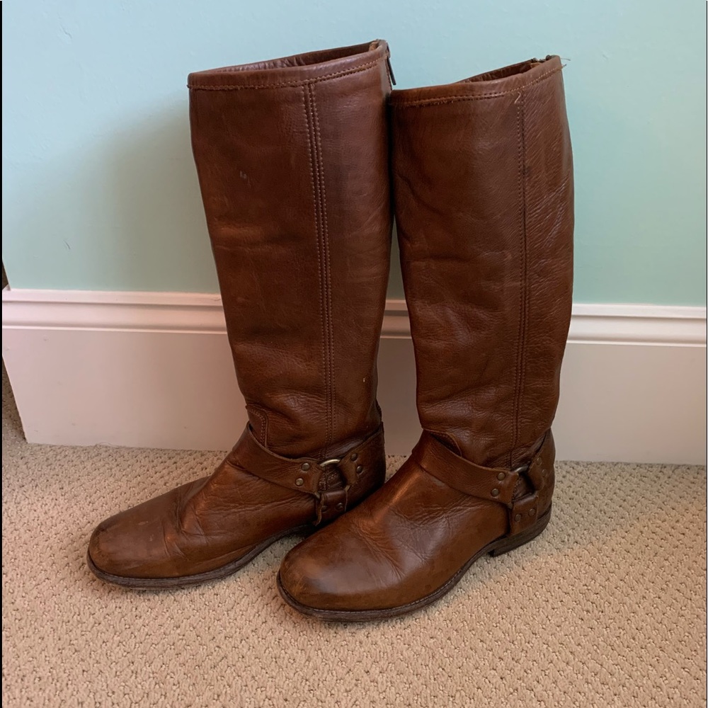 Tall buckle Frye boots